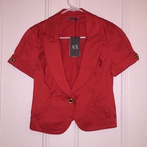 Short-sleeve one-button blazer